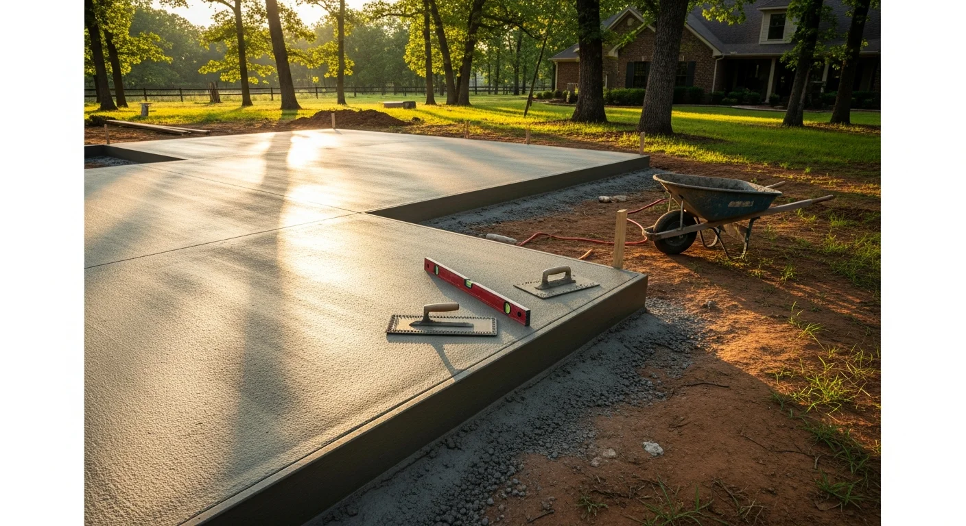 Concrete slab construction and finishing work